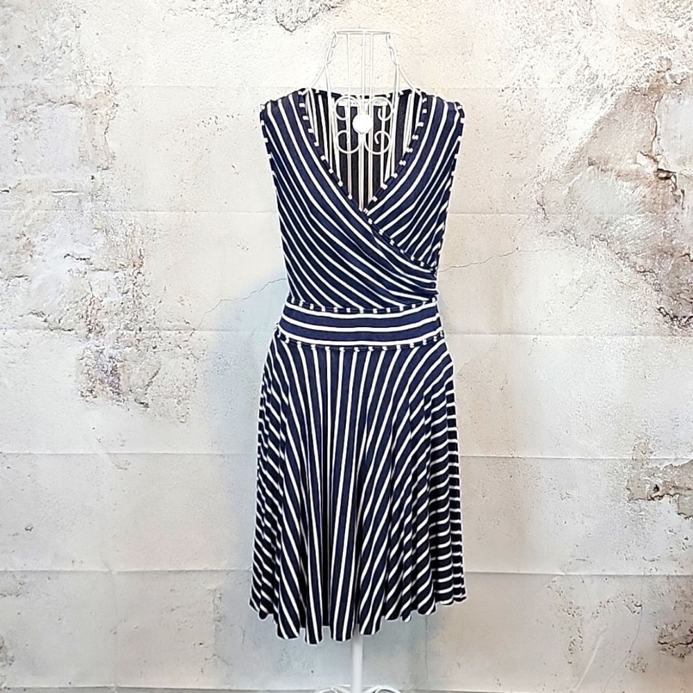 Max Studio fit & flare midi dress - blue & white striped Women's Size S